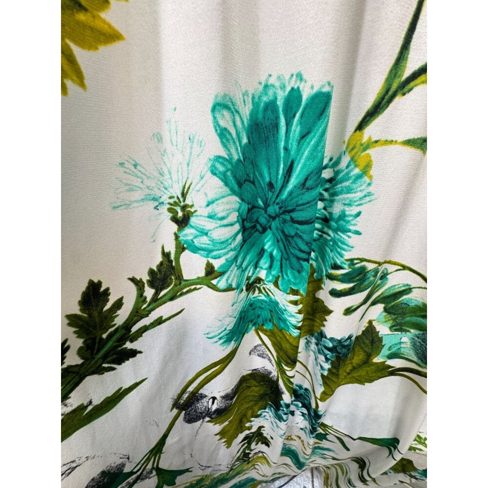 Gilli Teal & Floral Maxi Dress - Sleeveless V-Neck - Chic Beach Stunning - USA - Picture 7 of 15